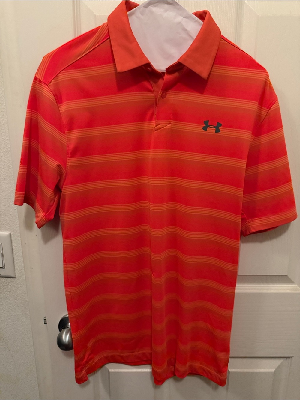 Under Armour Orange & Yellow Striped Men's Polo